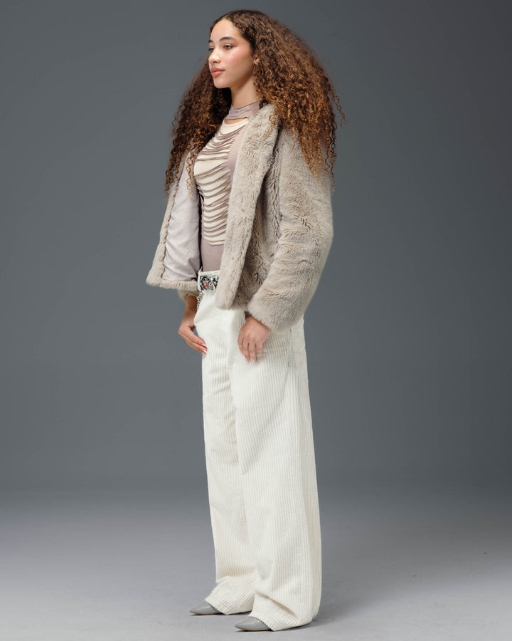 W1179 Easy Wide Pipes. 23". 4 Wale Corduroy. Tofu.