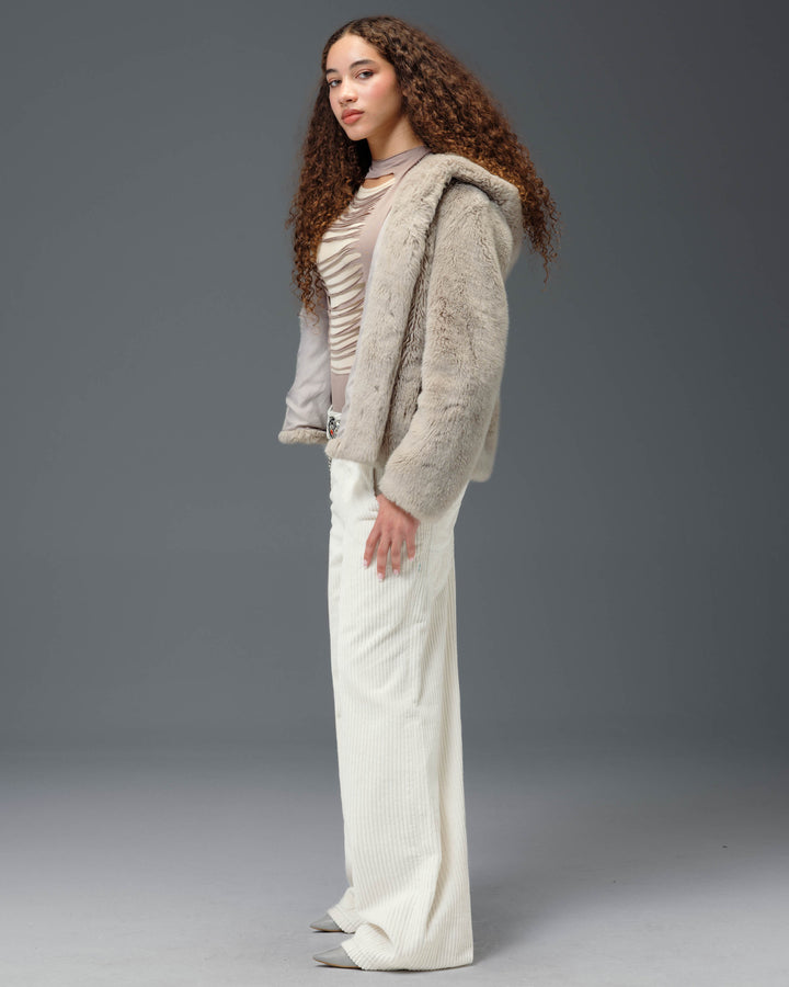 W1179 Easy Wide Pipes. 23". 4 Wale Corduroy. Tofu.