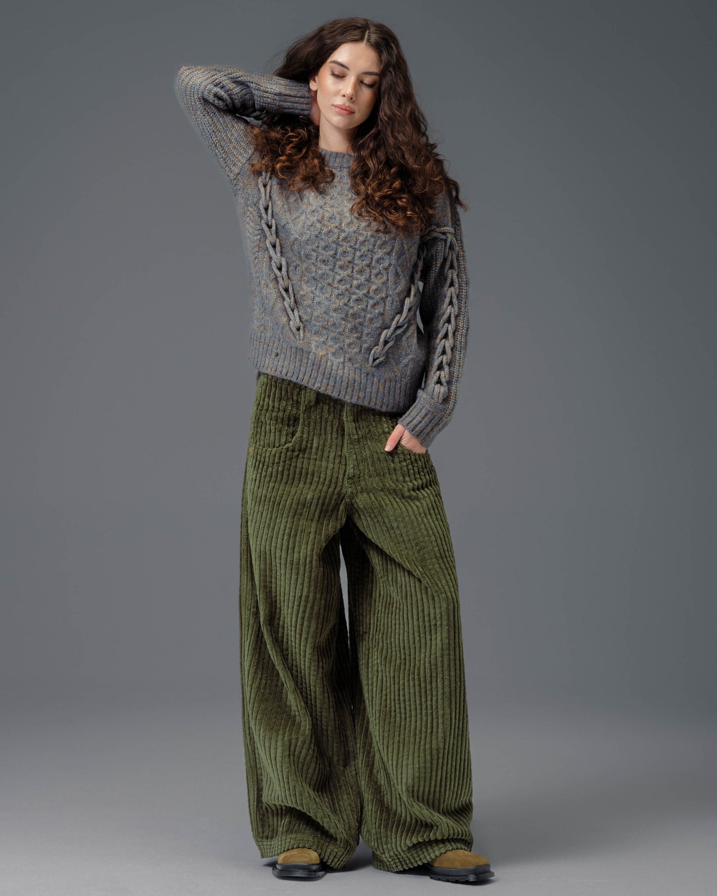 W Jester. 26". 2 Wale Corduroy. Moss.