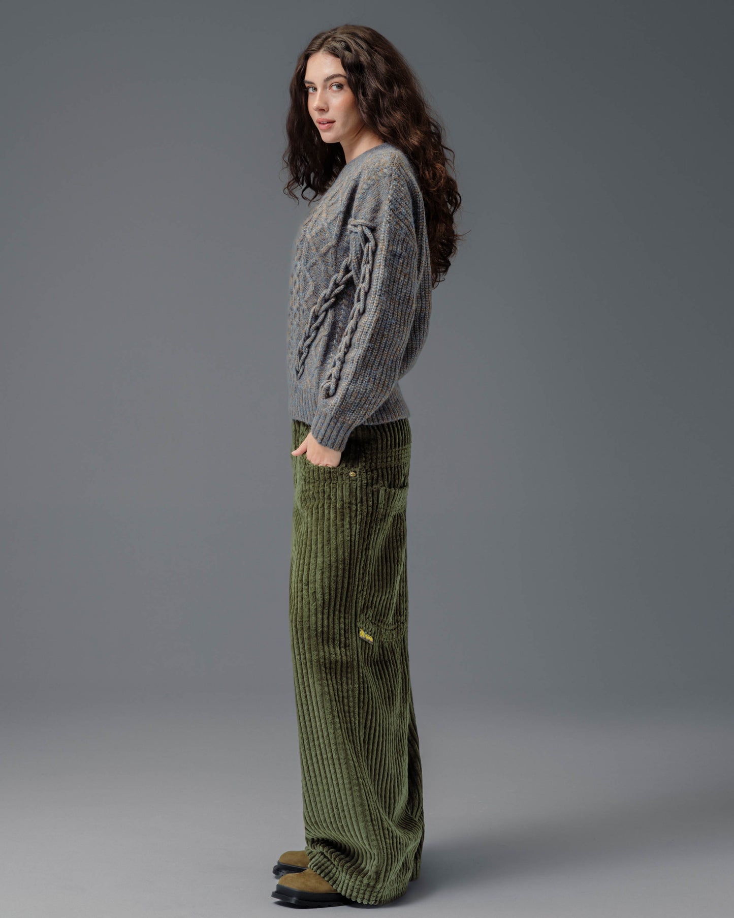 W Jester. 26". 2 Wale Corduroy. Moss.