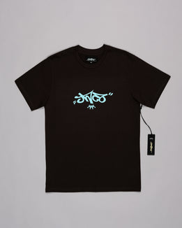 Reversed Crown Tee. Coal/Cyan.