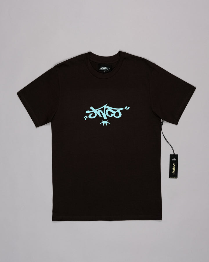 Reversed Crown Tee. Coal/Cyan.