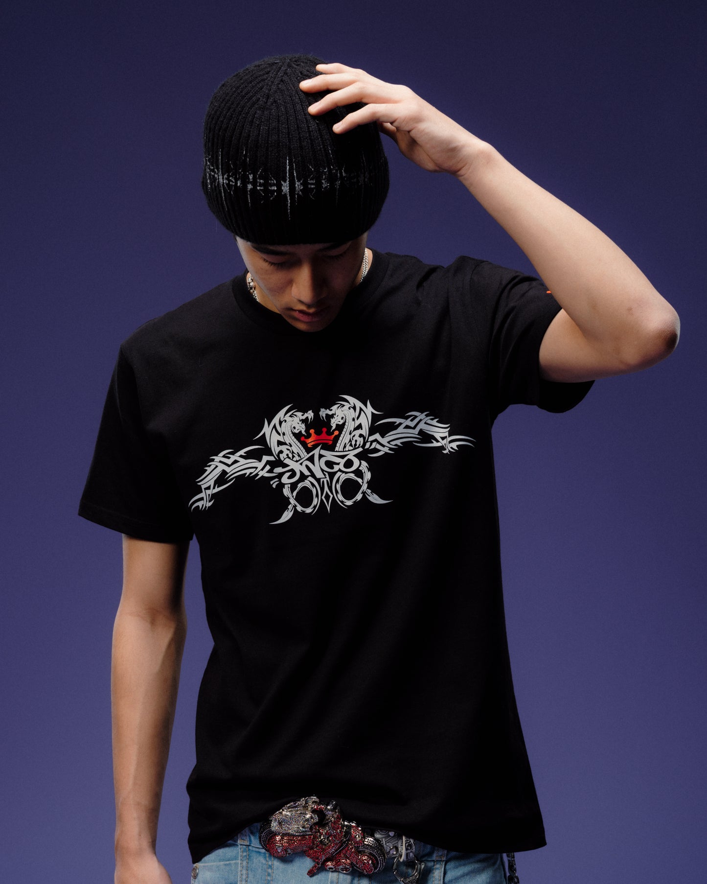 Tribal Dragon Tee. Black.