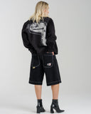 W101 Twin Cannon Shorts. 14". Black/Silver J.