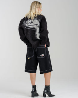 W101 Twin Cannon Shorts. 14". Black/Silver J.