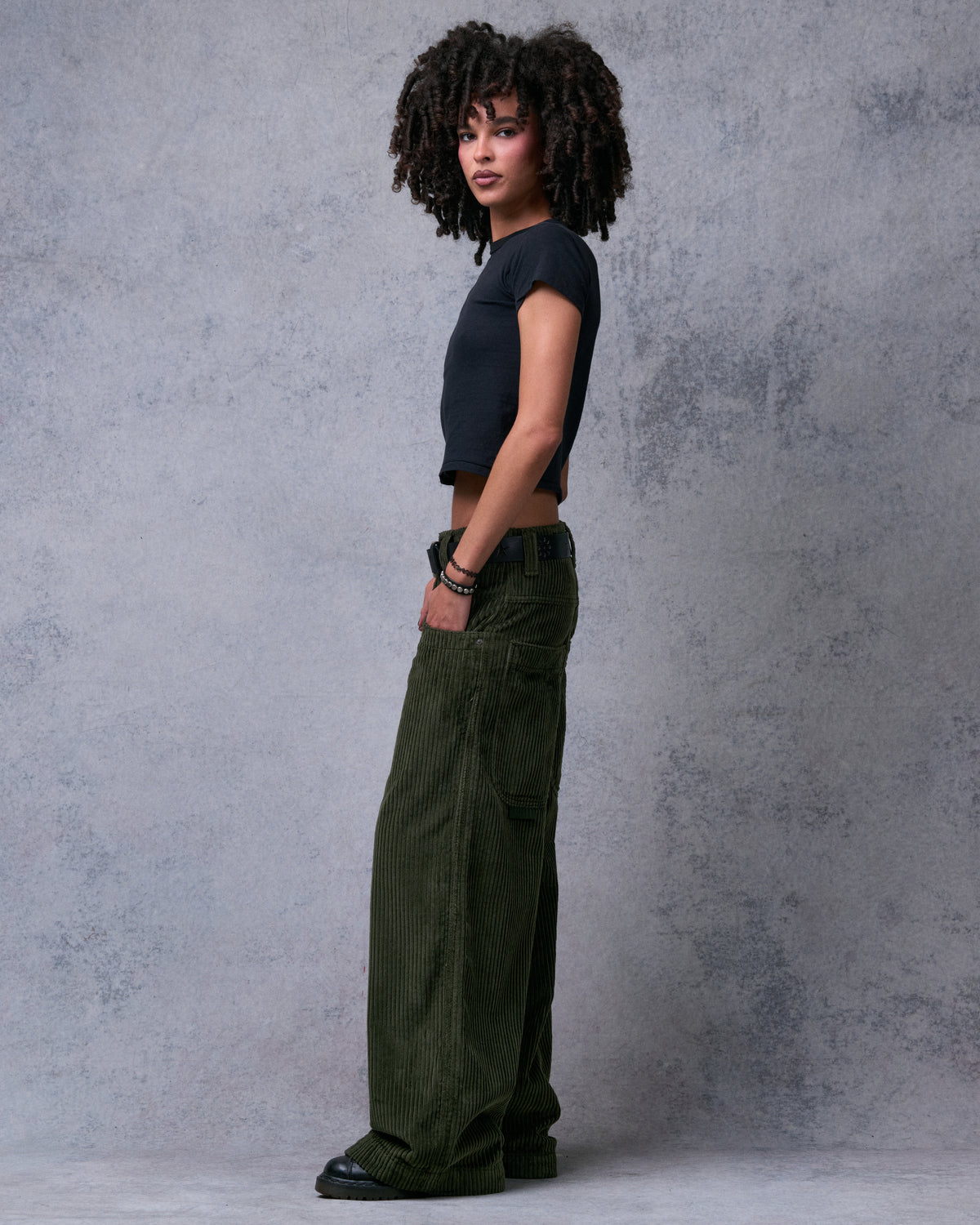 W101 Twin Cannon. 26". 4 Wale Corduroy. Moss.