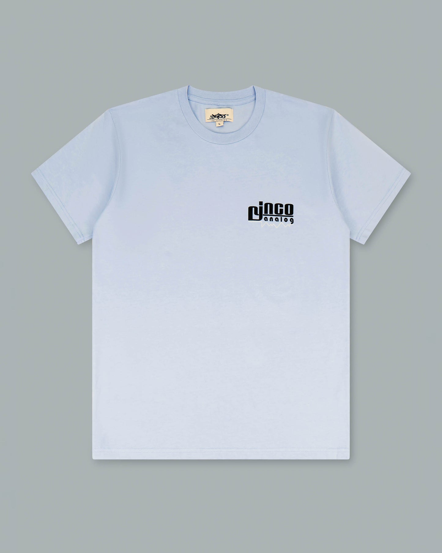 Turntable Tee. Powder Blue.