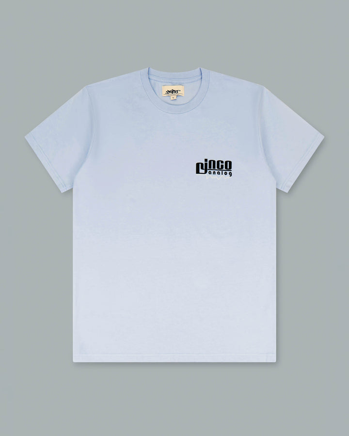 Turntable Tee. Powder Blue.