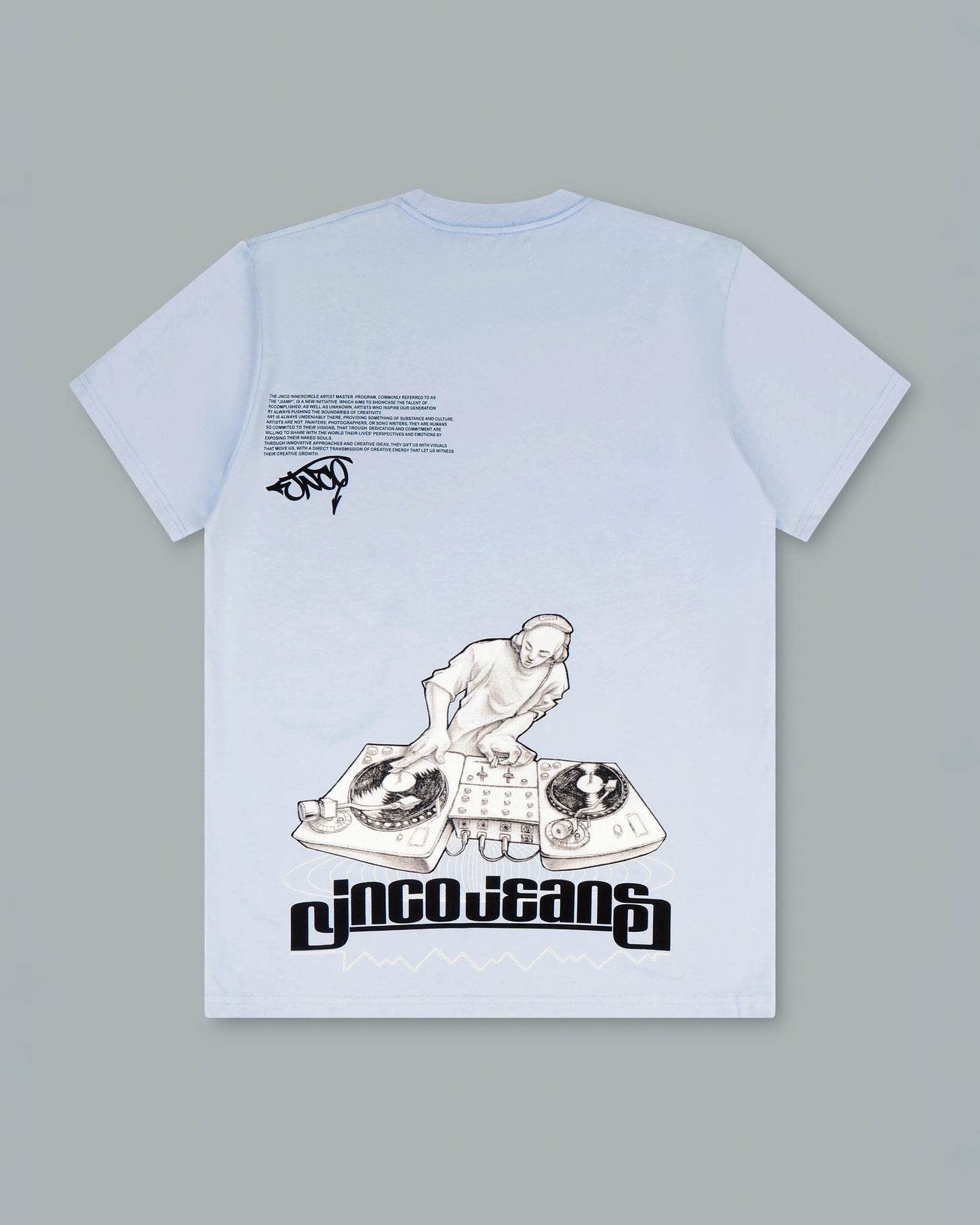 Turntable Tee. Powder Blue.