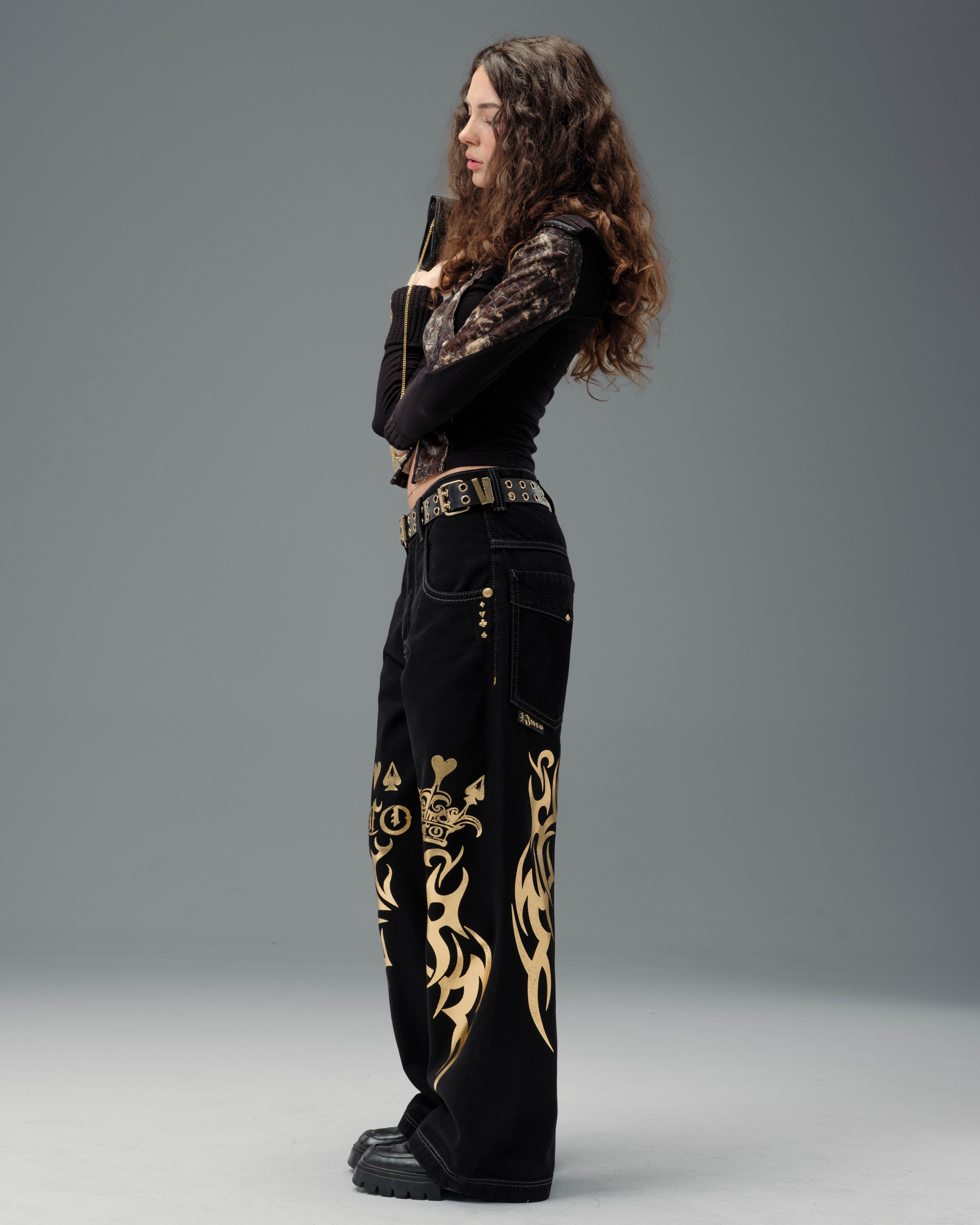 激レア美品JINCO JEANS チェーンブラック デニム 90's 極太 Convict Jeans. 50