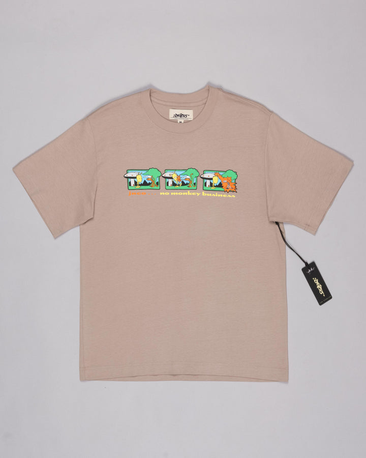 No Monkey Business Tee. Mushroom