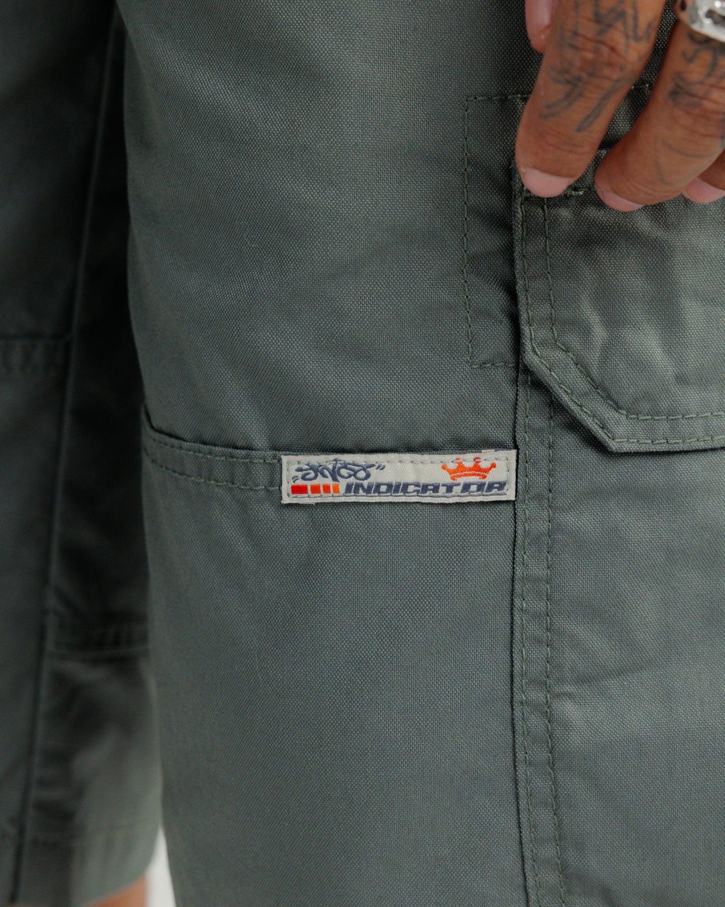 Indicator Cargo Shorts. 14.5” Inseam. Olive.
