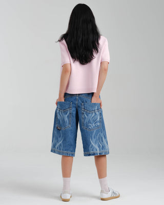 W Rising Flames Shorts. 15" Inseam. Dark Stone.