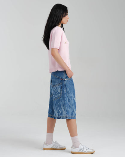 W Rising Flames Shorts. 15" Inseam. Dark Stone.