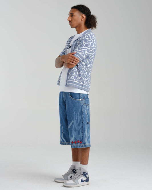 Rising Flames Shorts. 15" Inseam. Dark Stone.