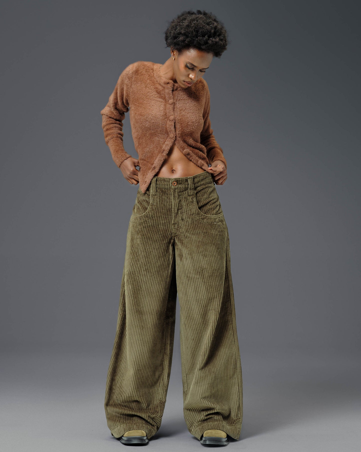 W101 Twin Cannon. 26". 4 Wale Corduroy. Moss. NEW