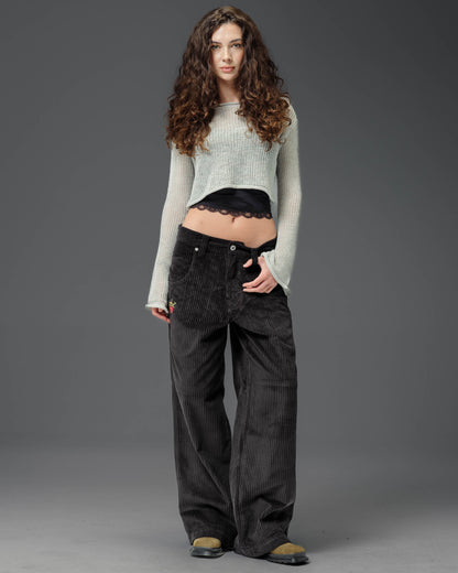 W179 Pipes. 23". 4 Wale Corduroy. Black.