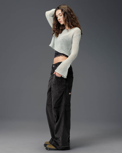 W179 Pipes. 23". 4 Wale Corduroy. Black.