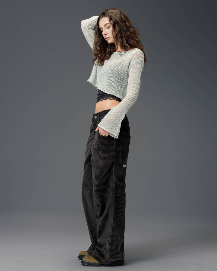 W179 Pipes. 23". 4 Wale Corduroy. Black.