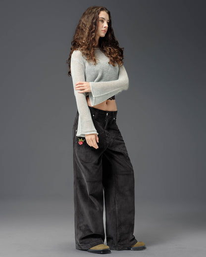 W179 Pipes. 23". 4 Wale Corduroy. Black.