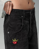 W179 Pipes. 23". 4 Wale Corduroy. Black.