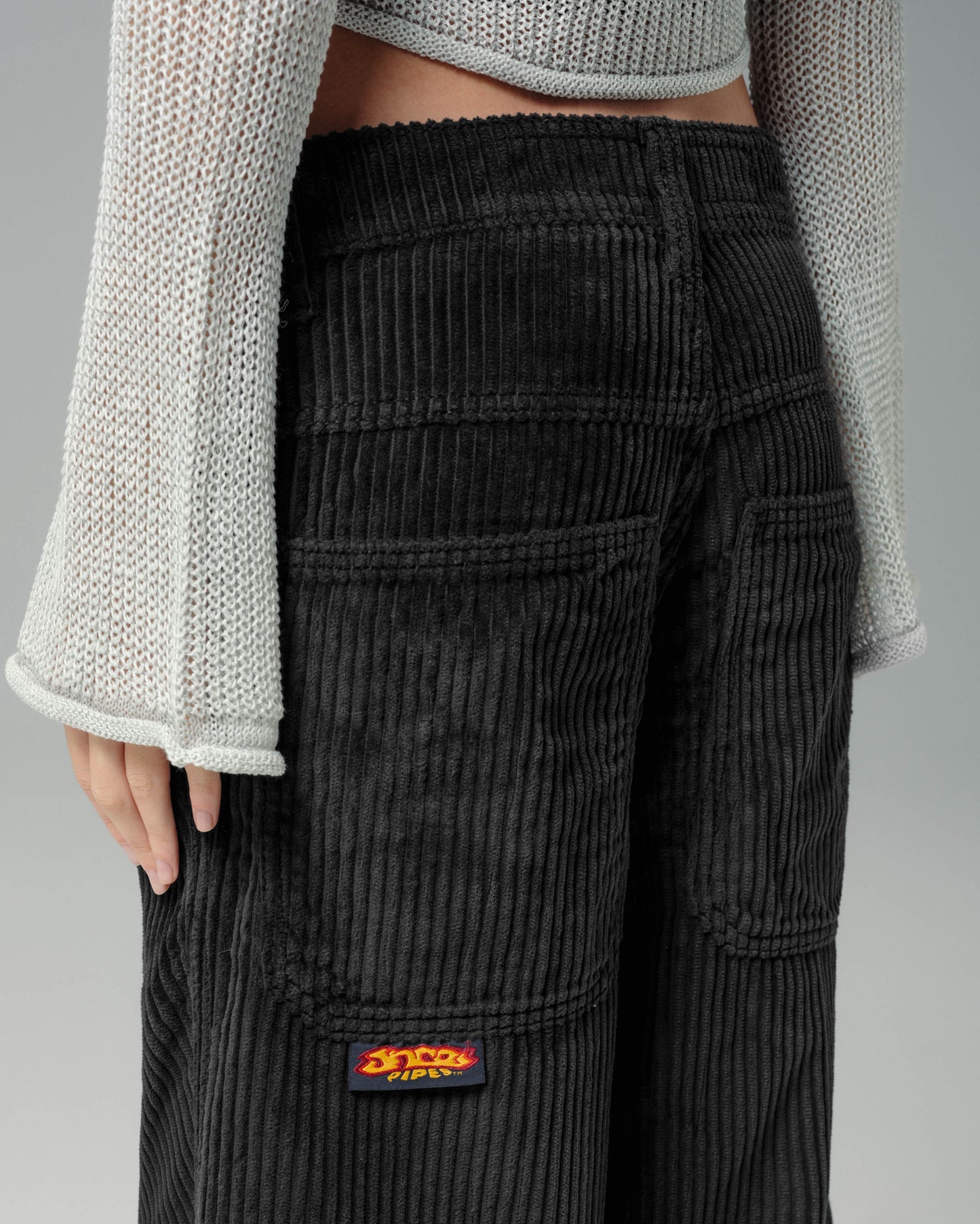 W179 Pipes. 23". 4 Wale Corduroy. Black.