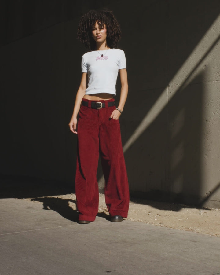W101 Twin Cannon. 26". 4 Wale Corduroy. Burgundy.