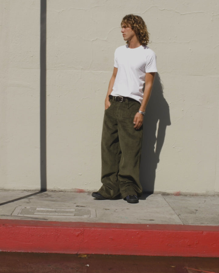101 Twin Cannon. 26". 4 Wale Corduroy. Moss.