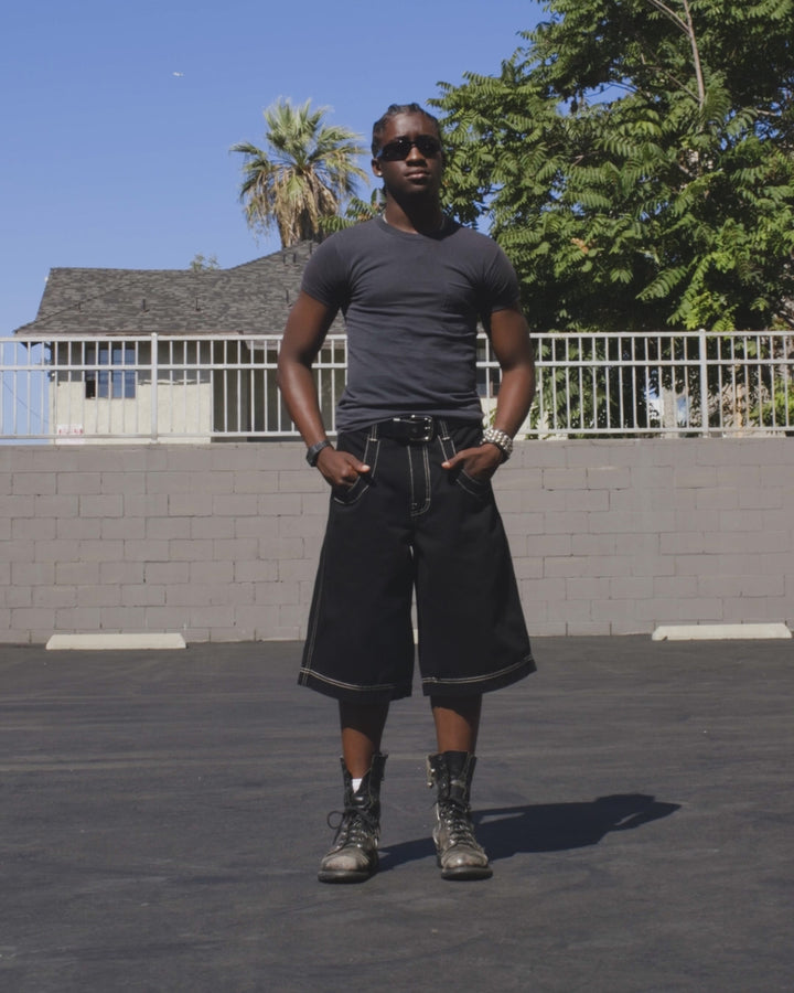 101 Twin Cannon Shorts. 14". Black/Gold J.